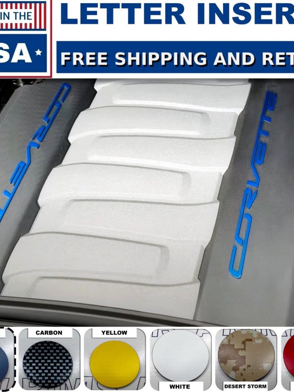 BLUE C7 Engine Cover Plastic Letters For 14-19 Chevy Corvette Stingray NOT VINYL